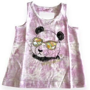 So Small 7 Vacay Mode Purple Tie Dye Keyhole Back Tank Top w/ Panda Bear NWT